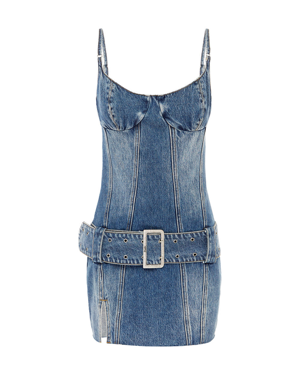Dauphine Belted Mini Dress - Aged Denim