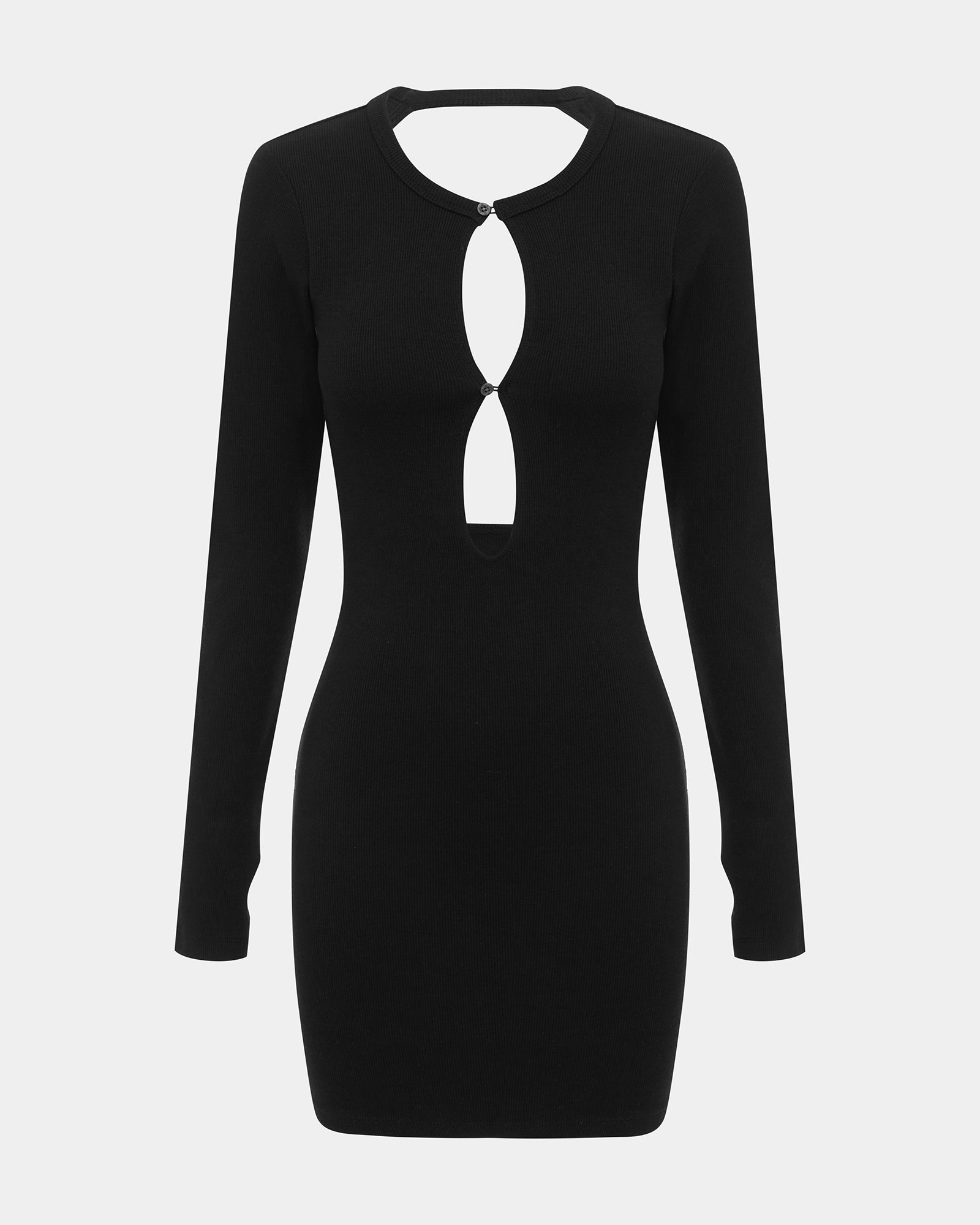 Arise Long Sleeve Keyhole Fitted Dress - Black