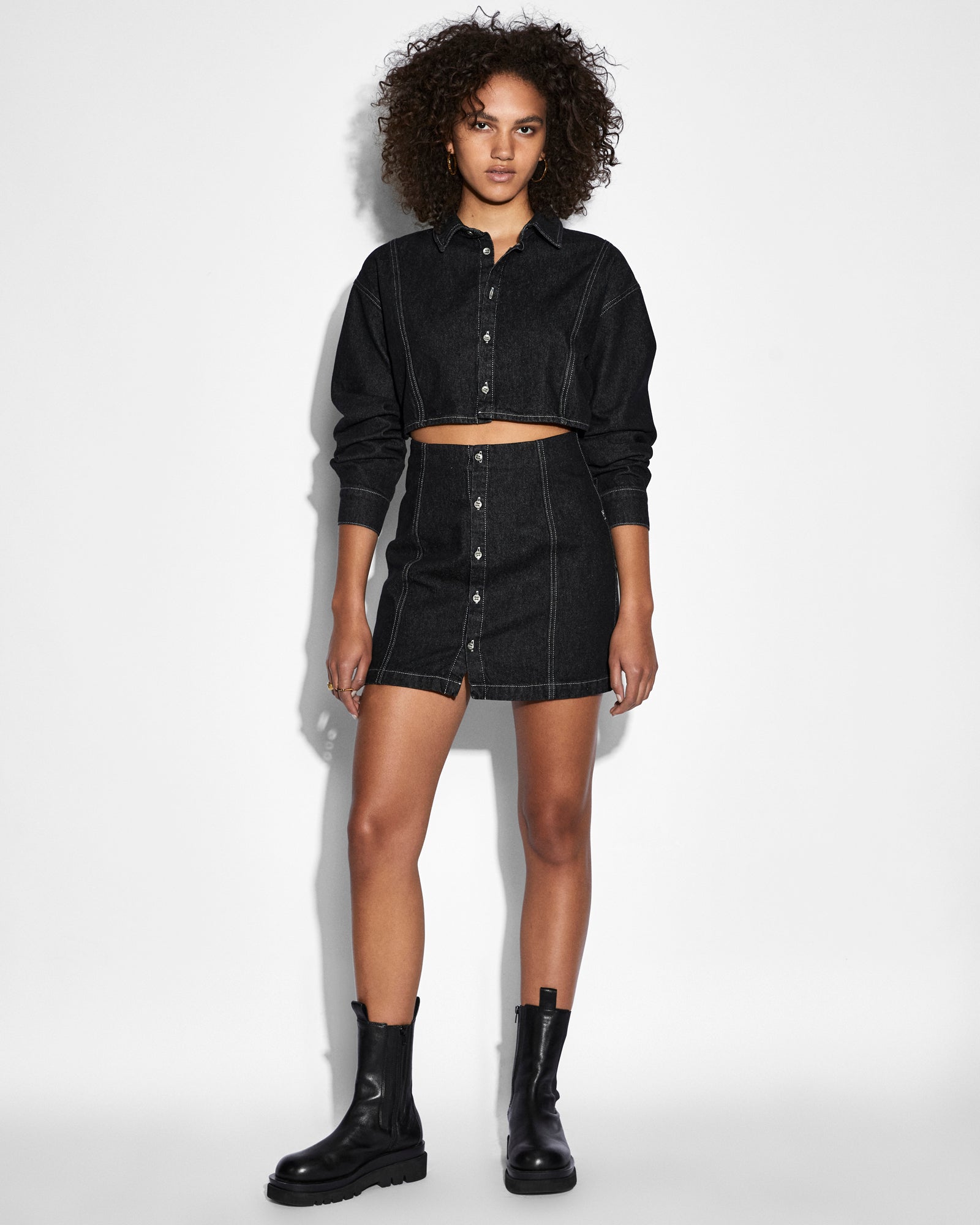 Buy Cutout Shirt Dress Midnight Cotton Mini Dress KSUBI