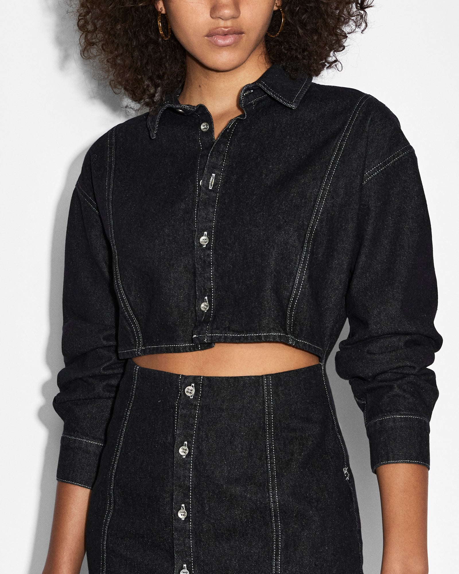 Buy Cutout Shirt Dress Midnight Cotton Mini Dress KSUBI