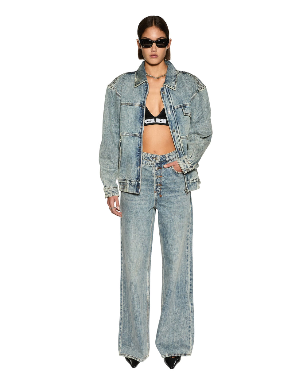 Aria Bomber Jacket Youth - Mid Blue Denim