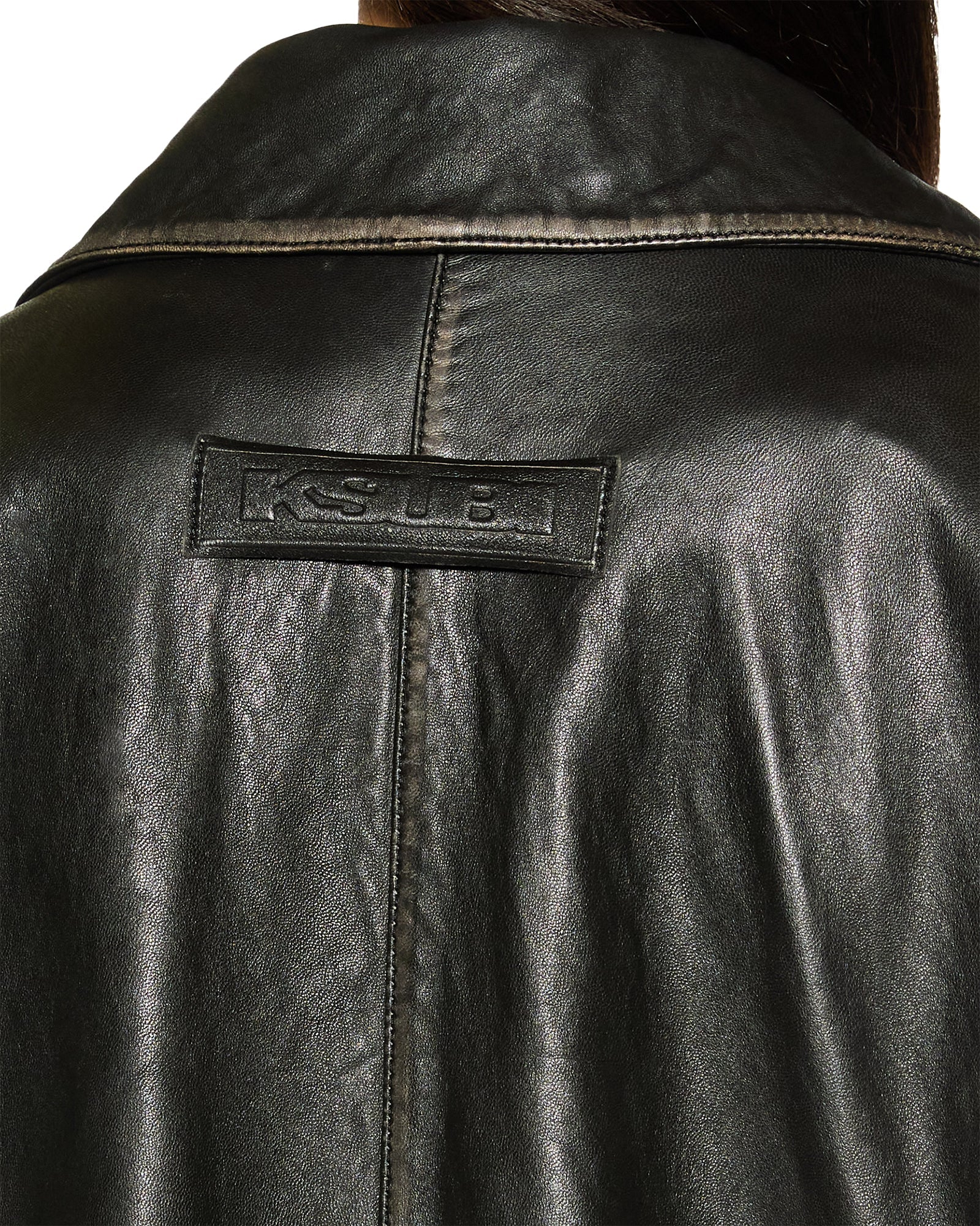 Creed Oversized Leather Jacket - Aged Black