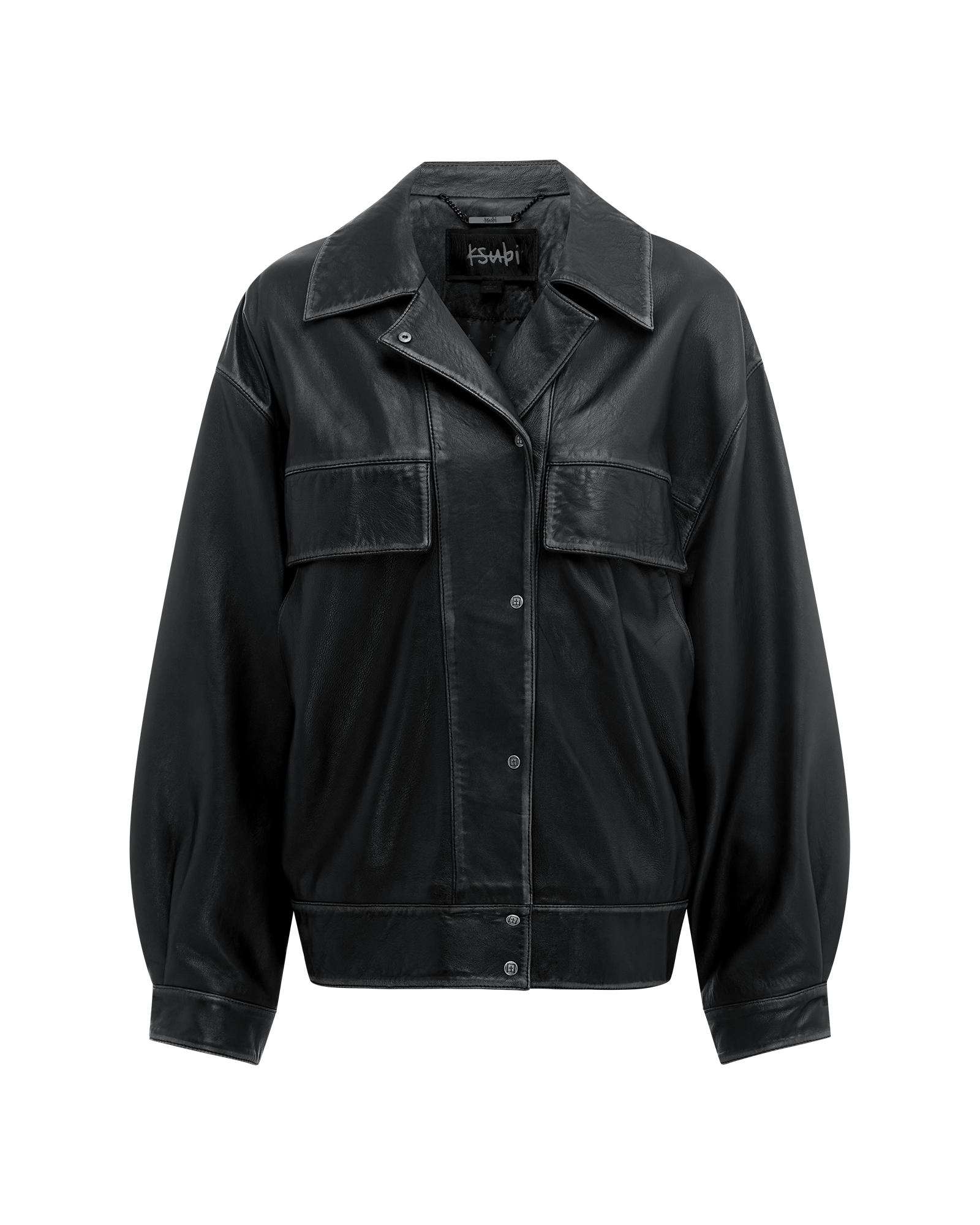 Creed Oversized Leather Jacket - Aged Black