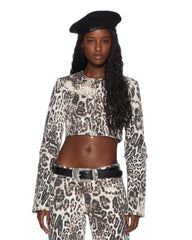 Womens Mowalola Crop Jacket Cheetah Jackets