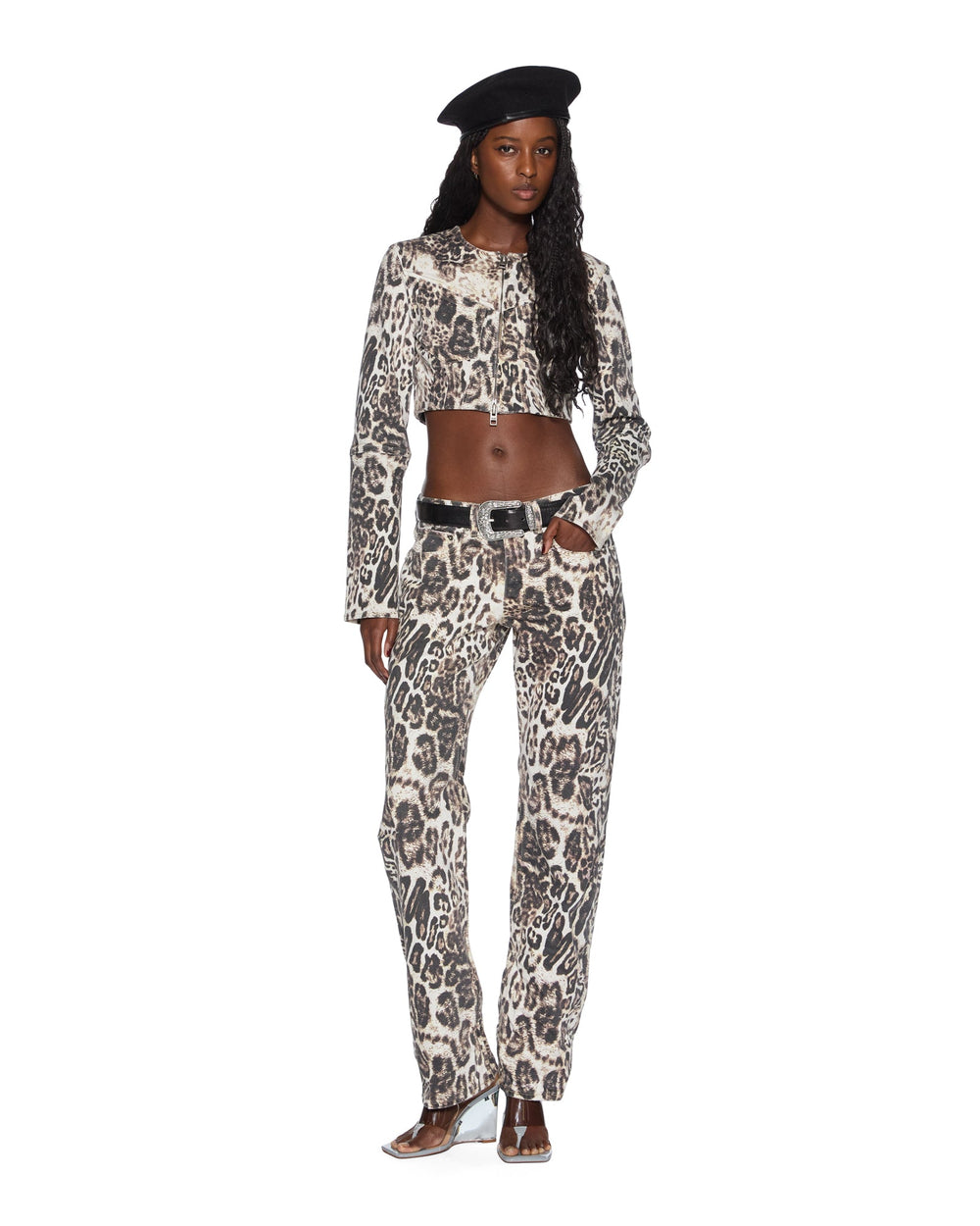 Womens Mowalola Crop Jacket Cheetah Jackets