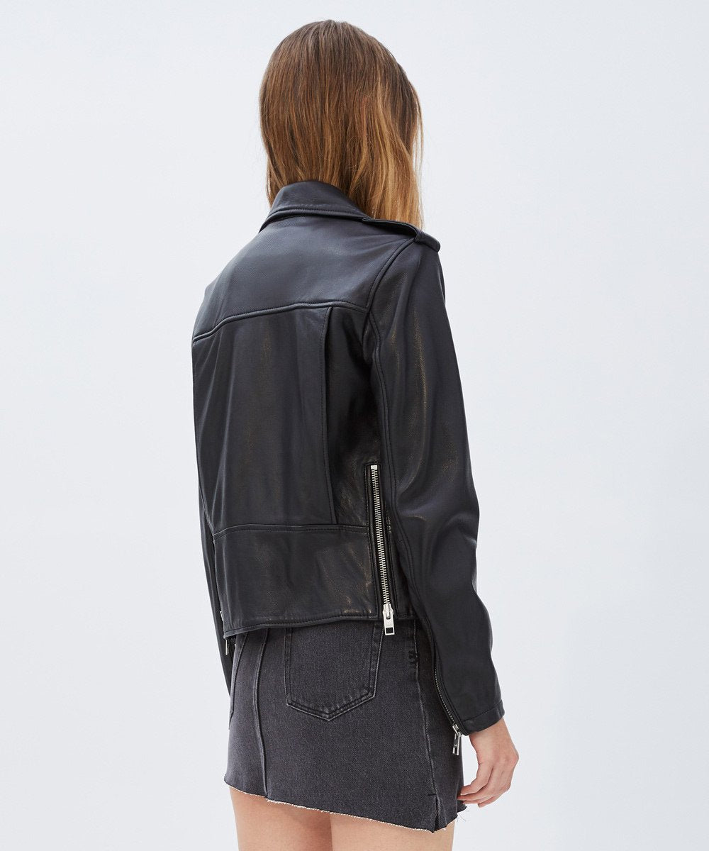 Womens Bad Company Biker Black Leather Jackets