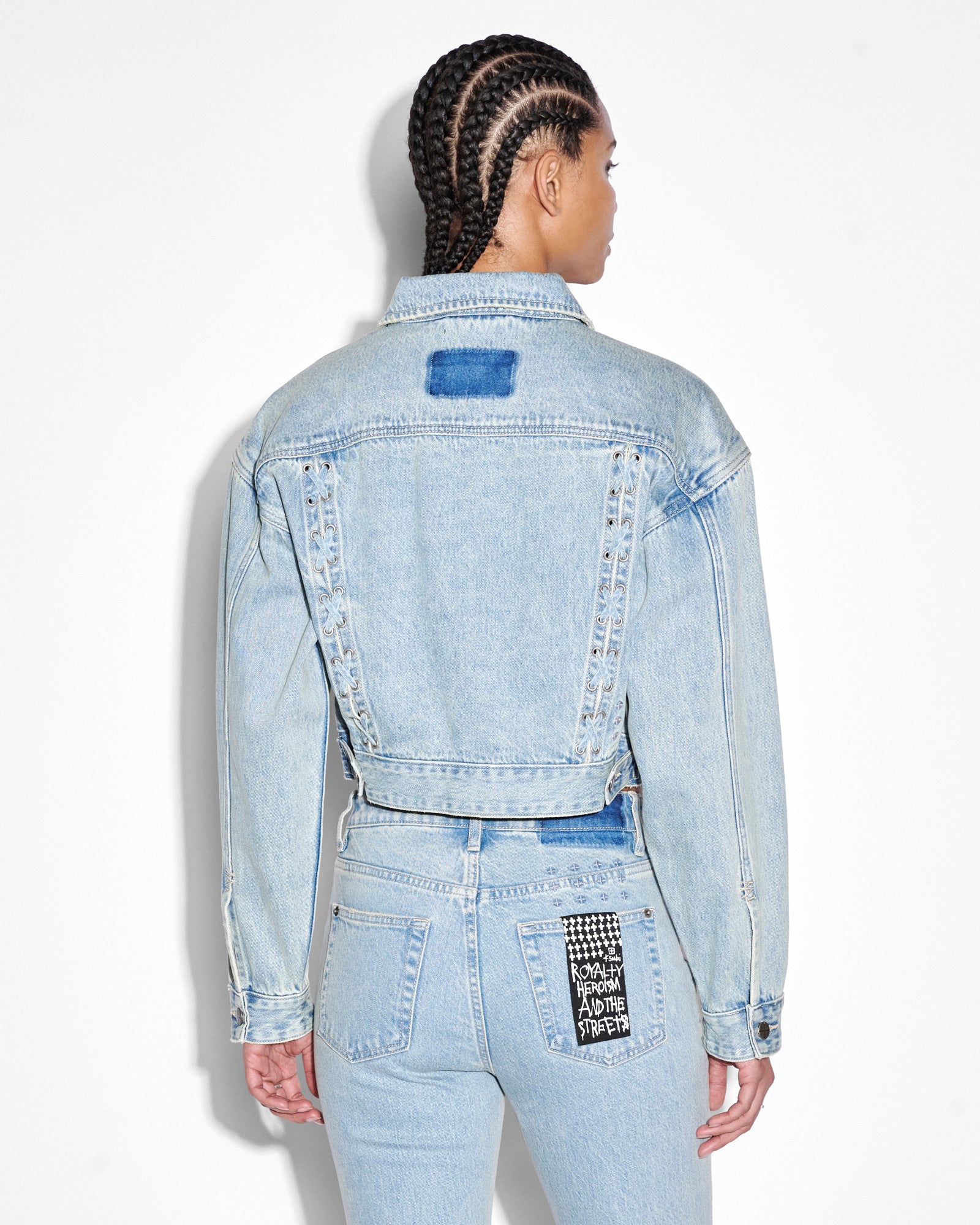 Buy Billie Jacket Dove Laced Denim Trucker Jacket KSUBI