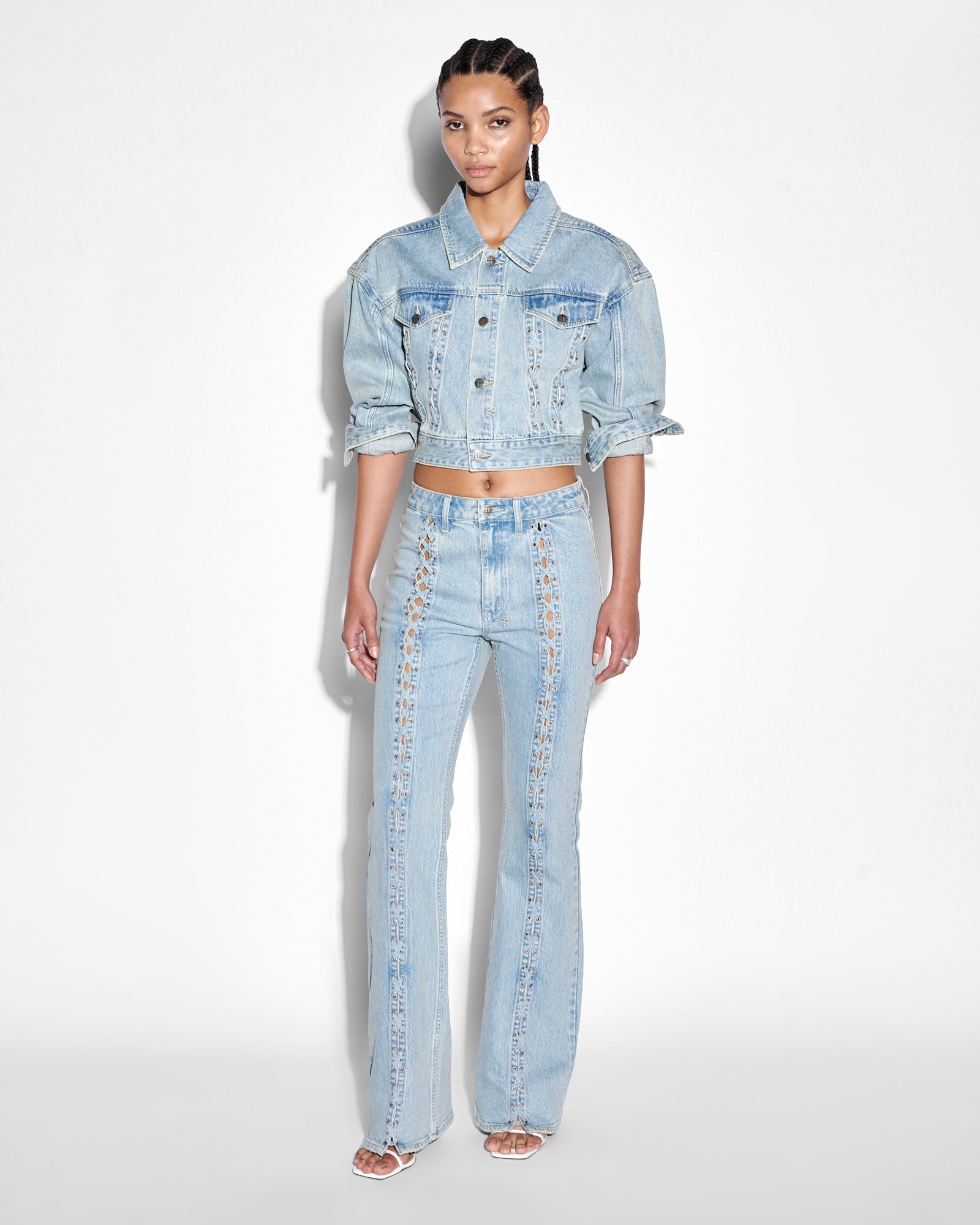 Buy Billie Jacket Dove Laced Denim Trucker Jacket KSUBI