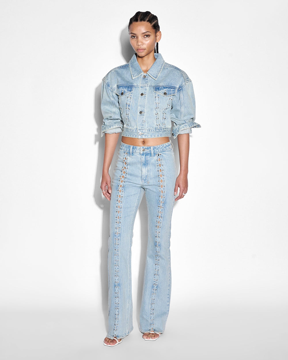 Buy Billie Jacket Dove Laced Denim Trucker Jacket KSUBI