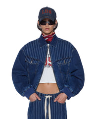 Womens District Bomber Mayfair Blue Spliced Jackets