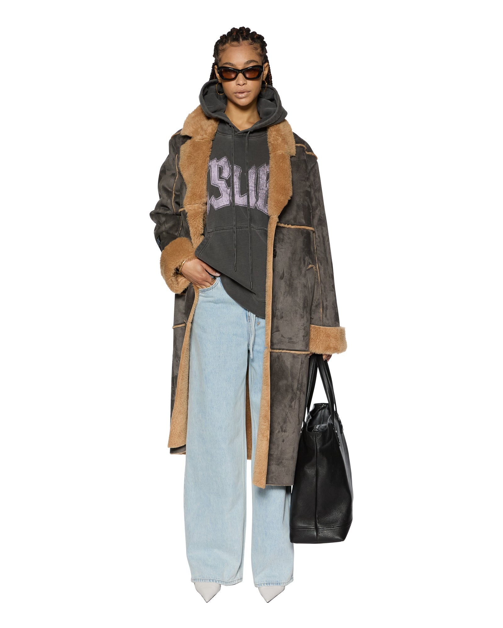 Hustler Steel & Tan Oversized Wool Coat