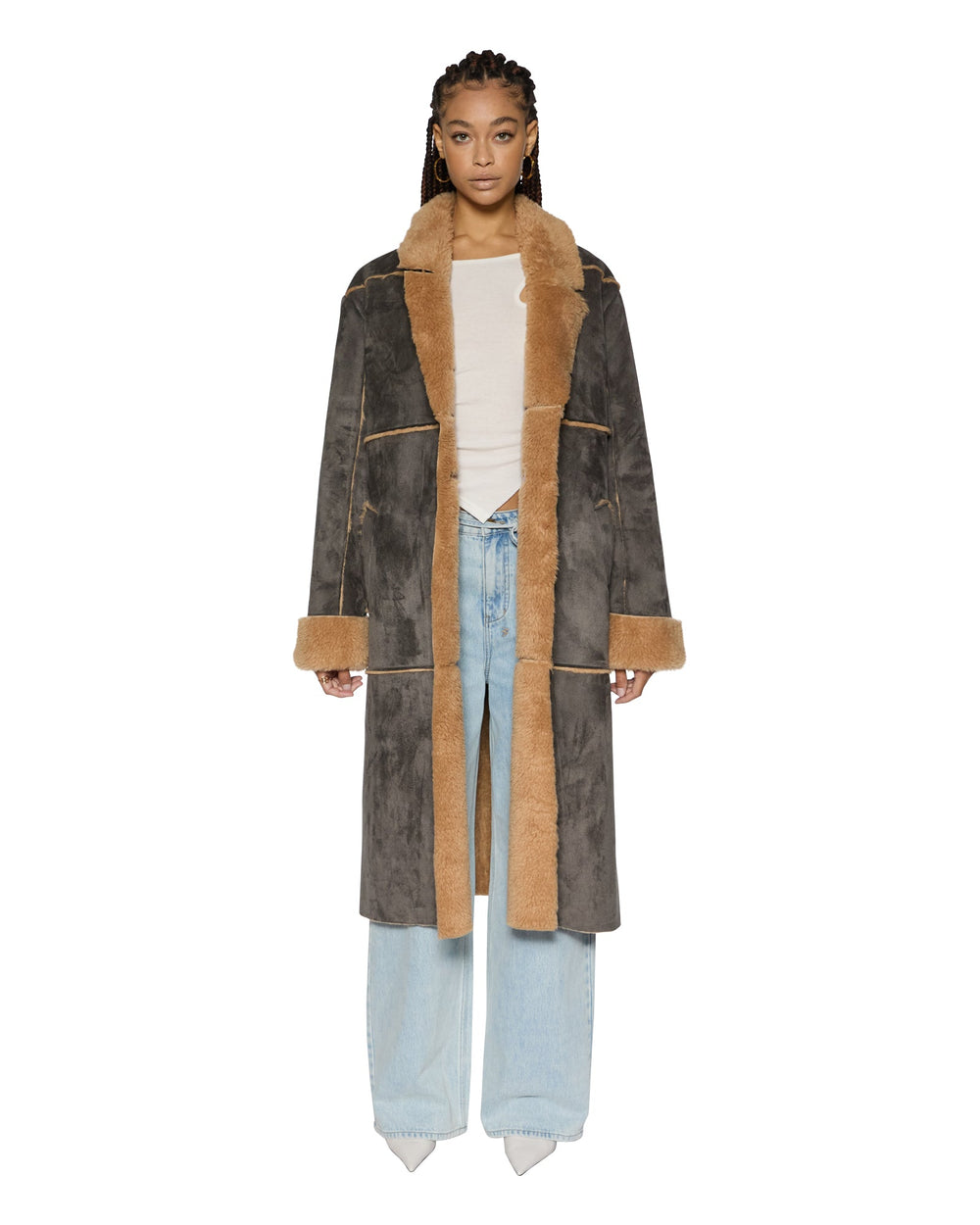 Hustler Steel & Tan Oversized Wool Coat