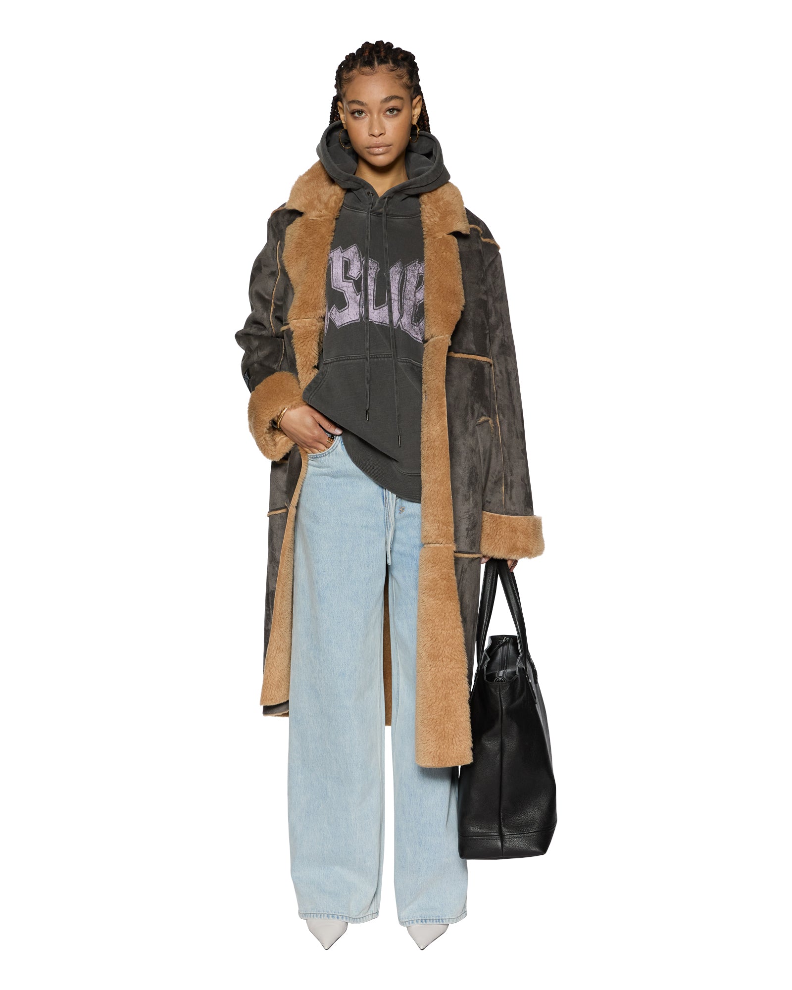 Hustler Steel & Tan Oversized Wool Coat