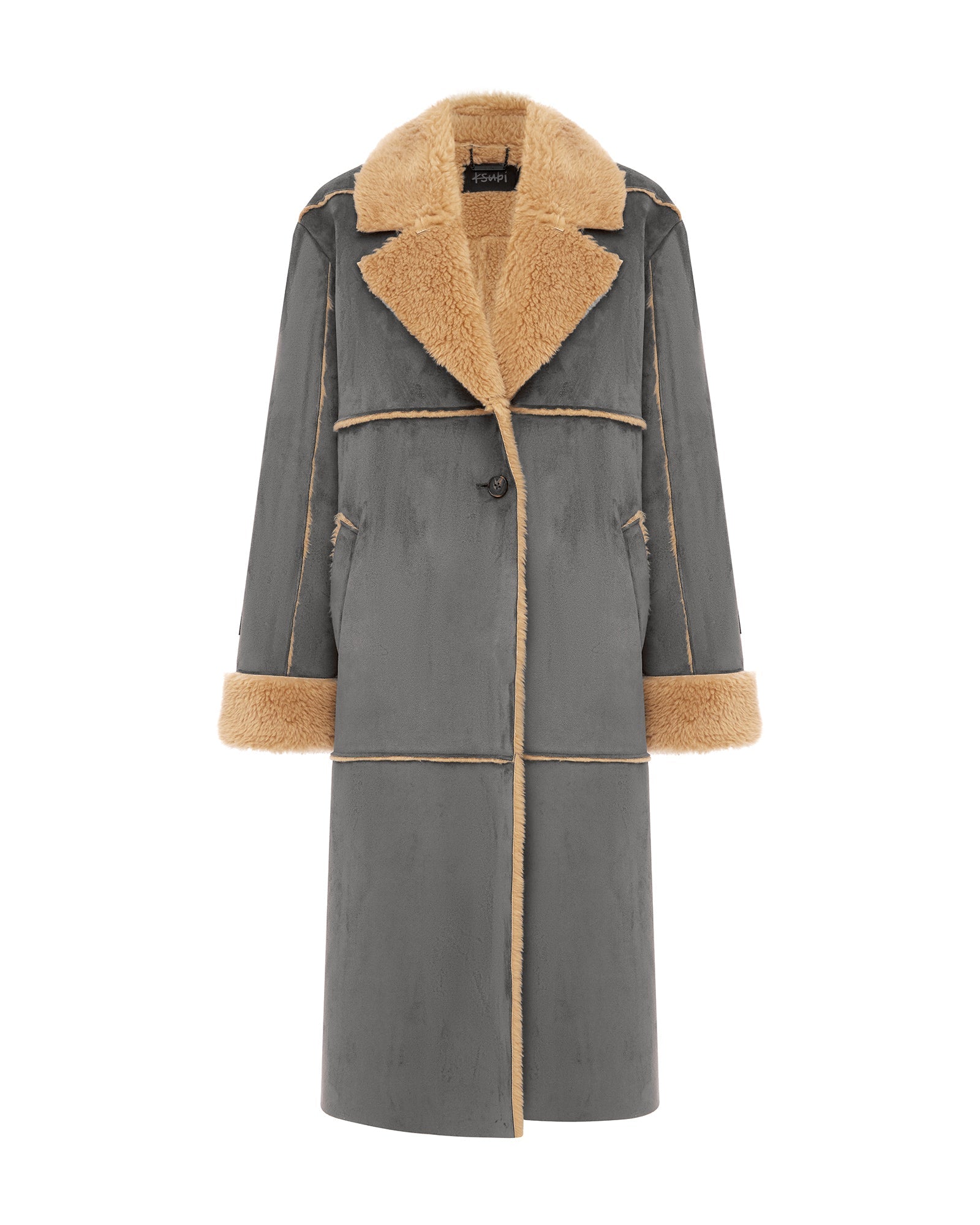 Hustler Steel & Tan Oversized Wool Coat