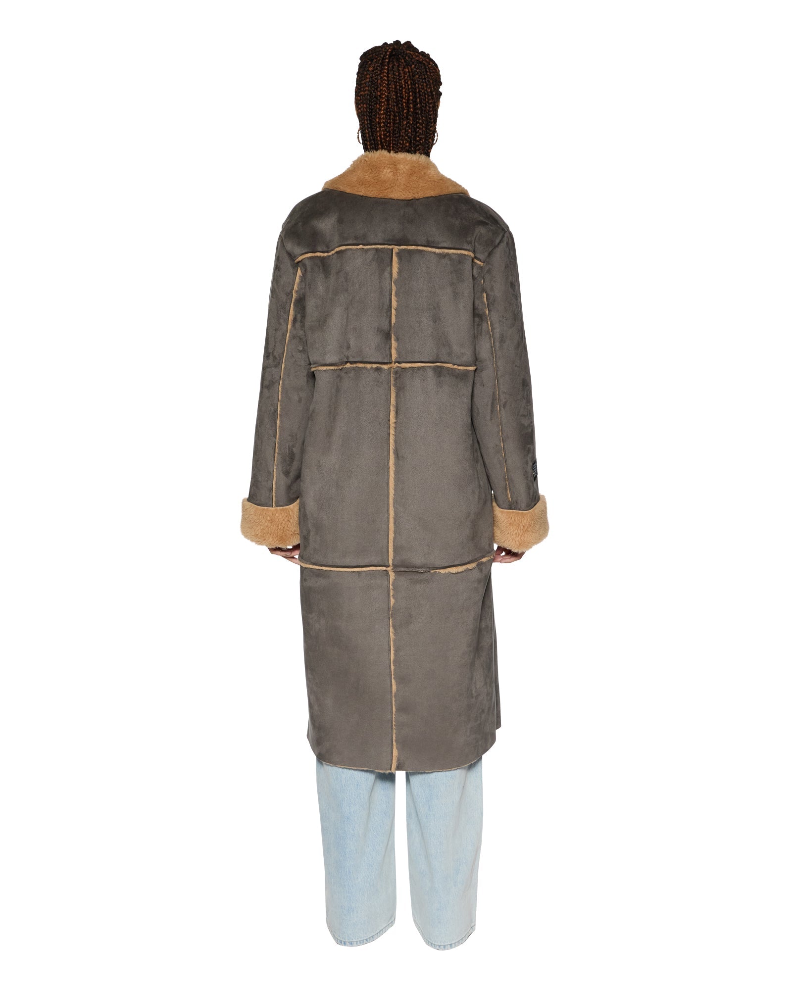 Hustler Steel & Tan Oversized Wool Coat