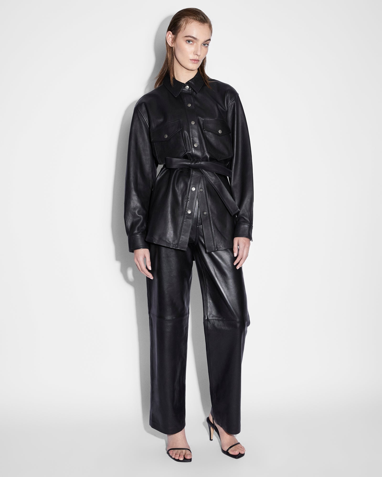 Voyager Shacket Black Leather