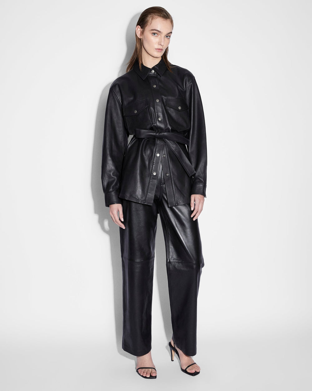 Voyager Shacket Black Leather