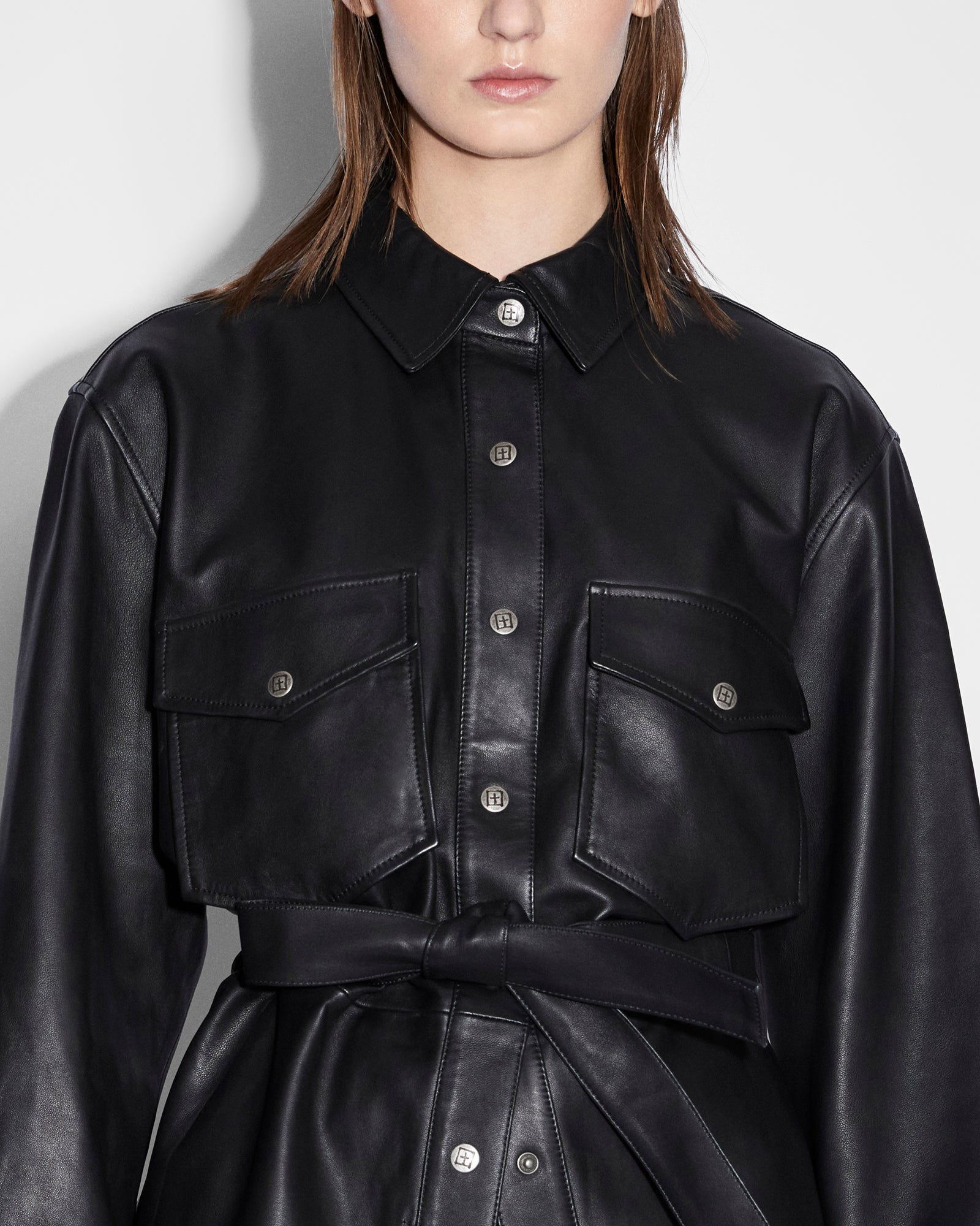 Voyager Shacket Black Leather