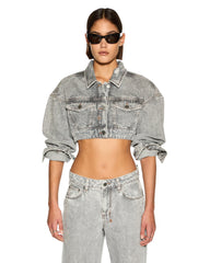 Supercrop Trucker Dime Krystal Oversized Jacket - Stone Wash