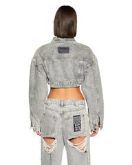 Supercrop Trucker Dime Krystal Oversized Jacket - Stone Wash