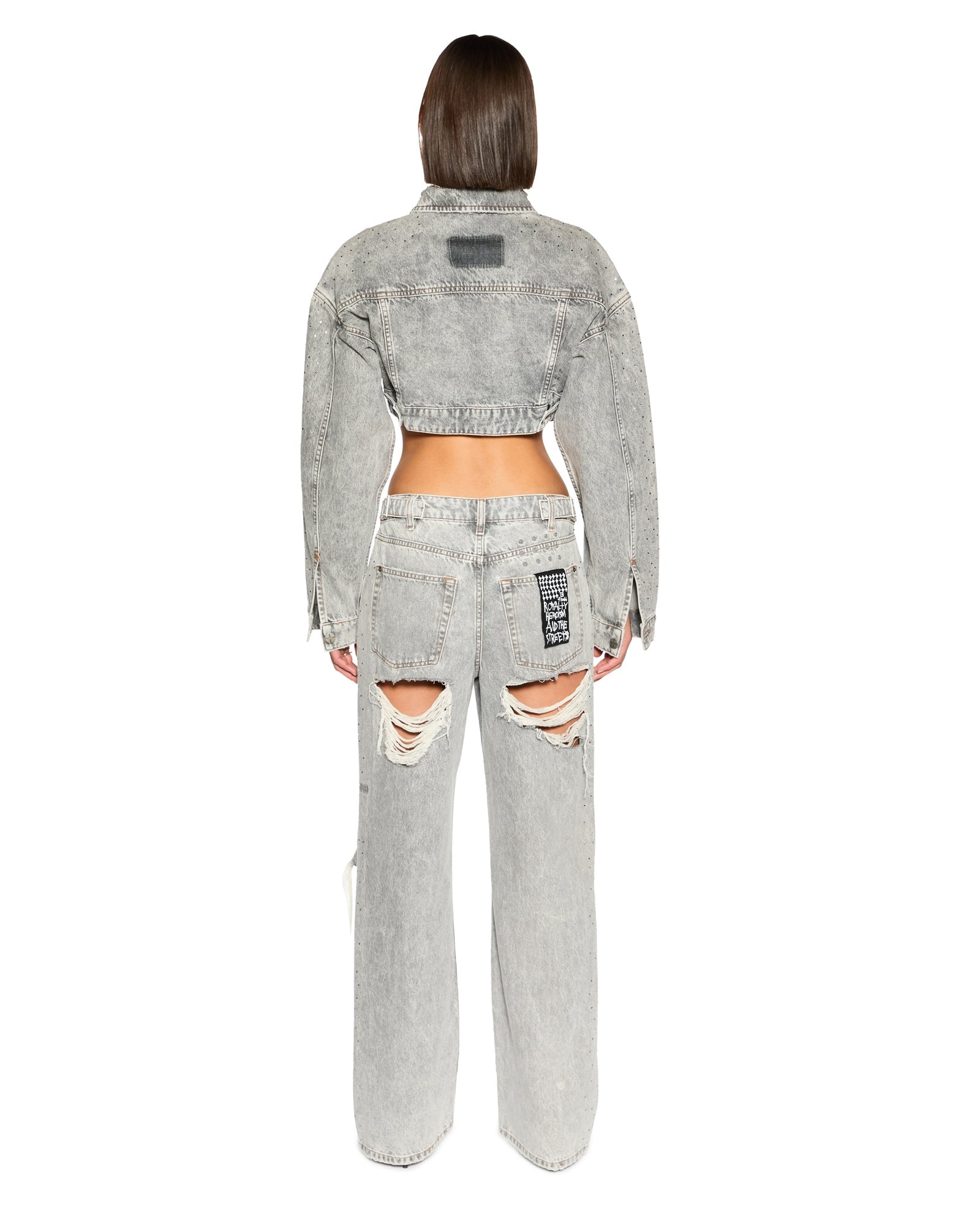 Supercrop Trucker Dime Krystal Oversized Jacket - Stone Wash