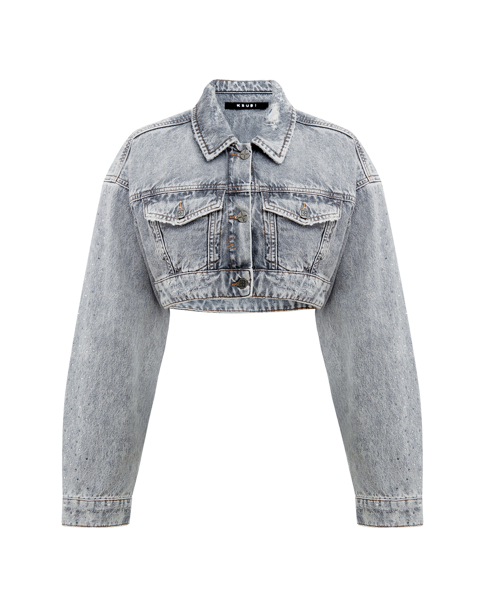 Supercrop Trucker Dime Krystal Oversized Jacket - Stone Wash