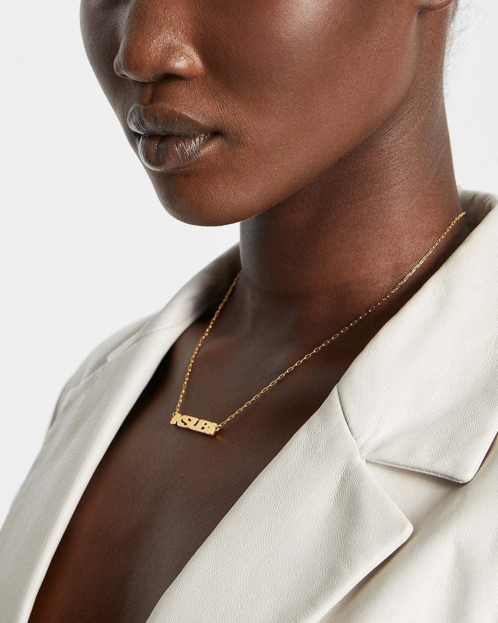 Vivian Leather Blazer Off White