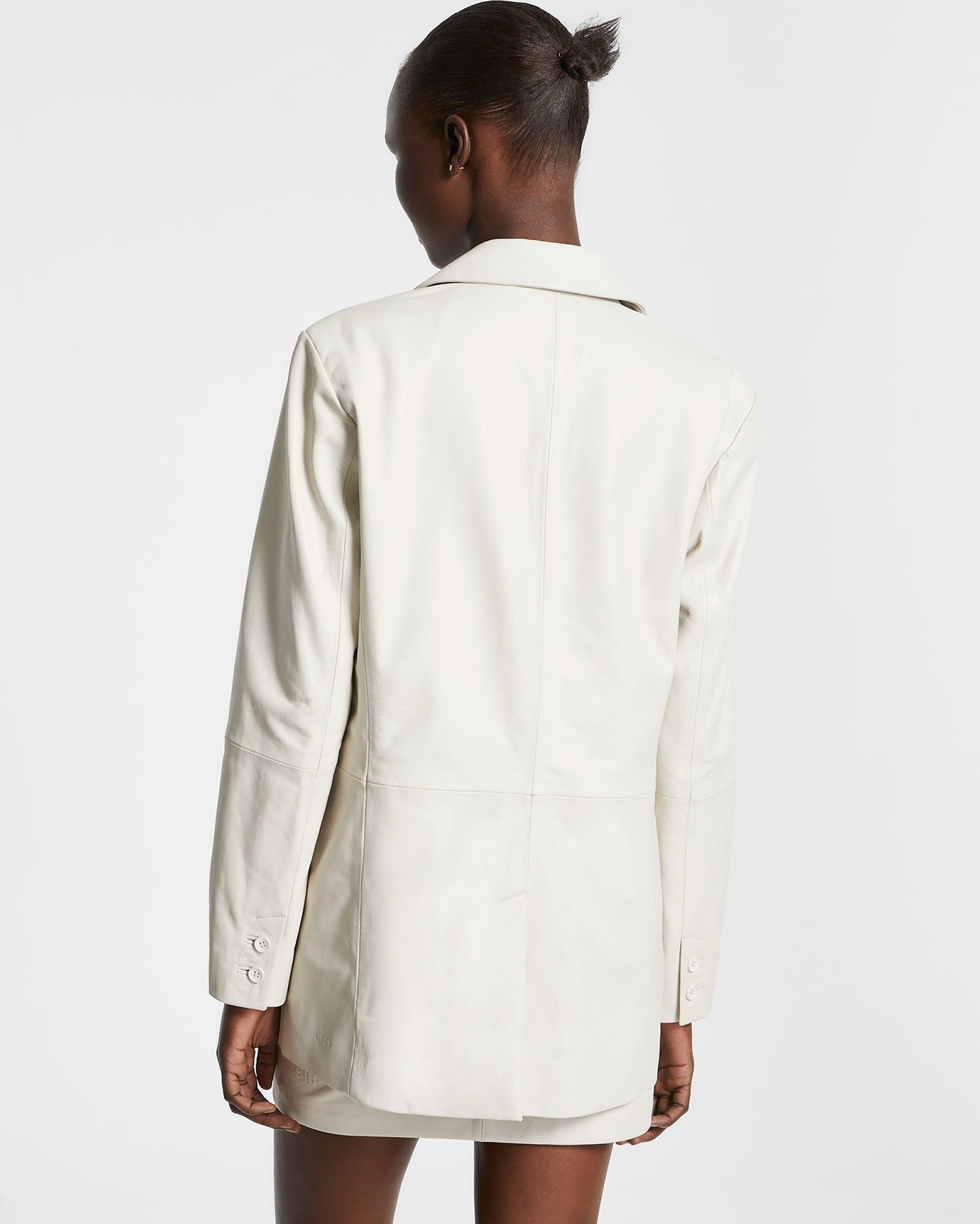 Vivian Leather Blazer Off White