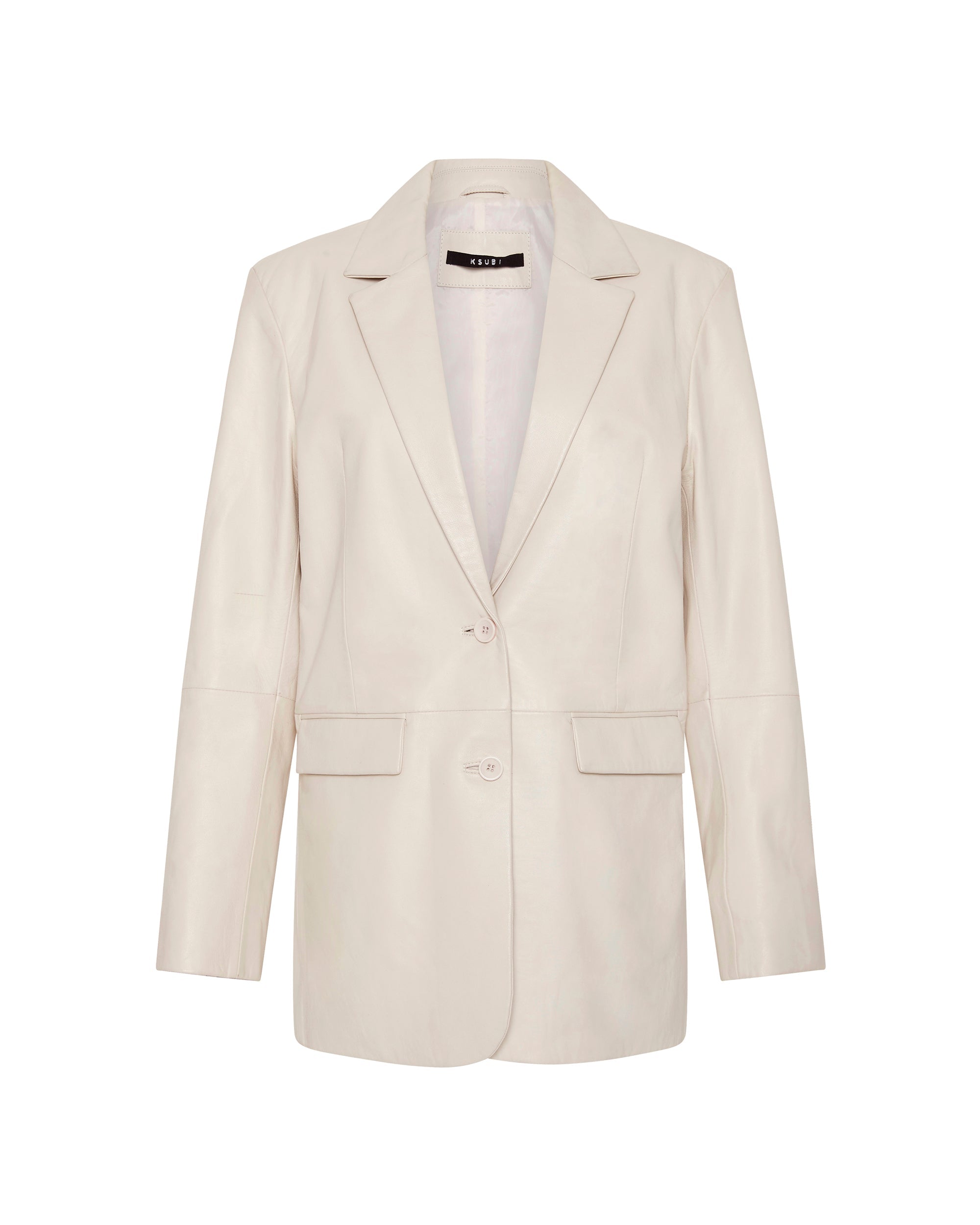 Vivian Leather Blazer Off White