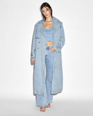 Kult Full Length Denim Trench - Light Blue Wash