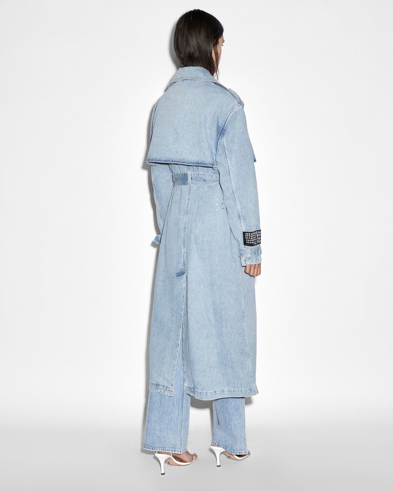 Kult Full Length Denim Trench - Light Blue Wash