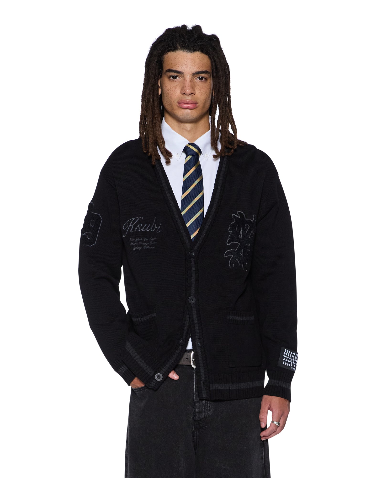 Mens Playoff Cardigan Black Knitwear