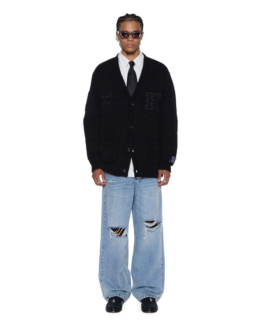 Mens Salud Cardigan Jet Black Knitwear