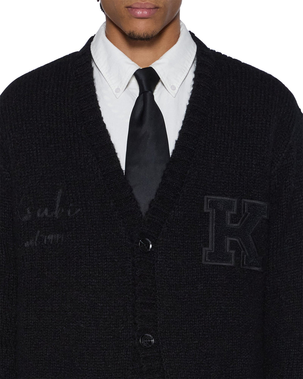 Mens Salud Cardigan Jet Black Knitwear