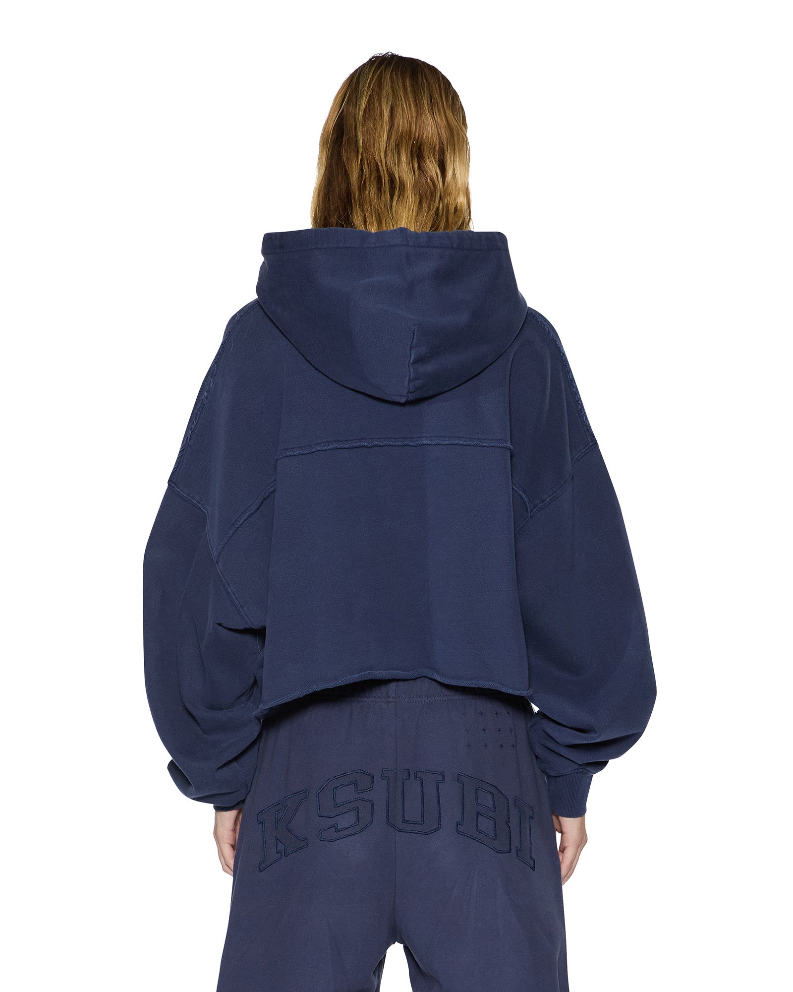 Womens Oh G Hoodie Cropped Ink Blue Fleece