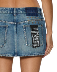 Womens Micro Mini Skirt Texas Blue Studded Skirts