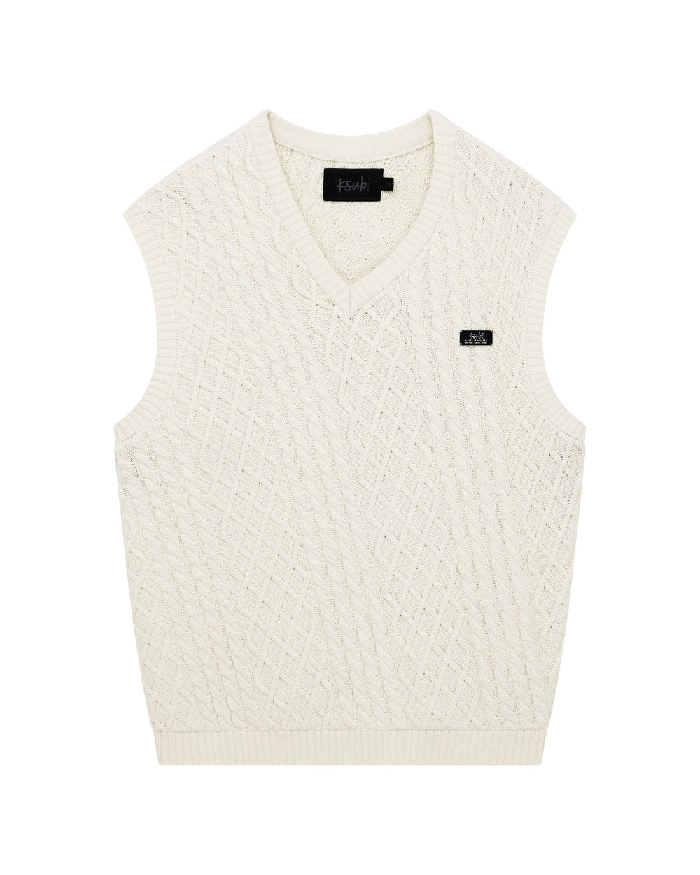 Mens Turncable Knit Vest Vintage White Knitwear
