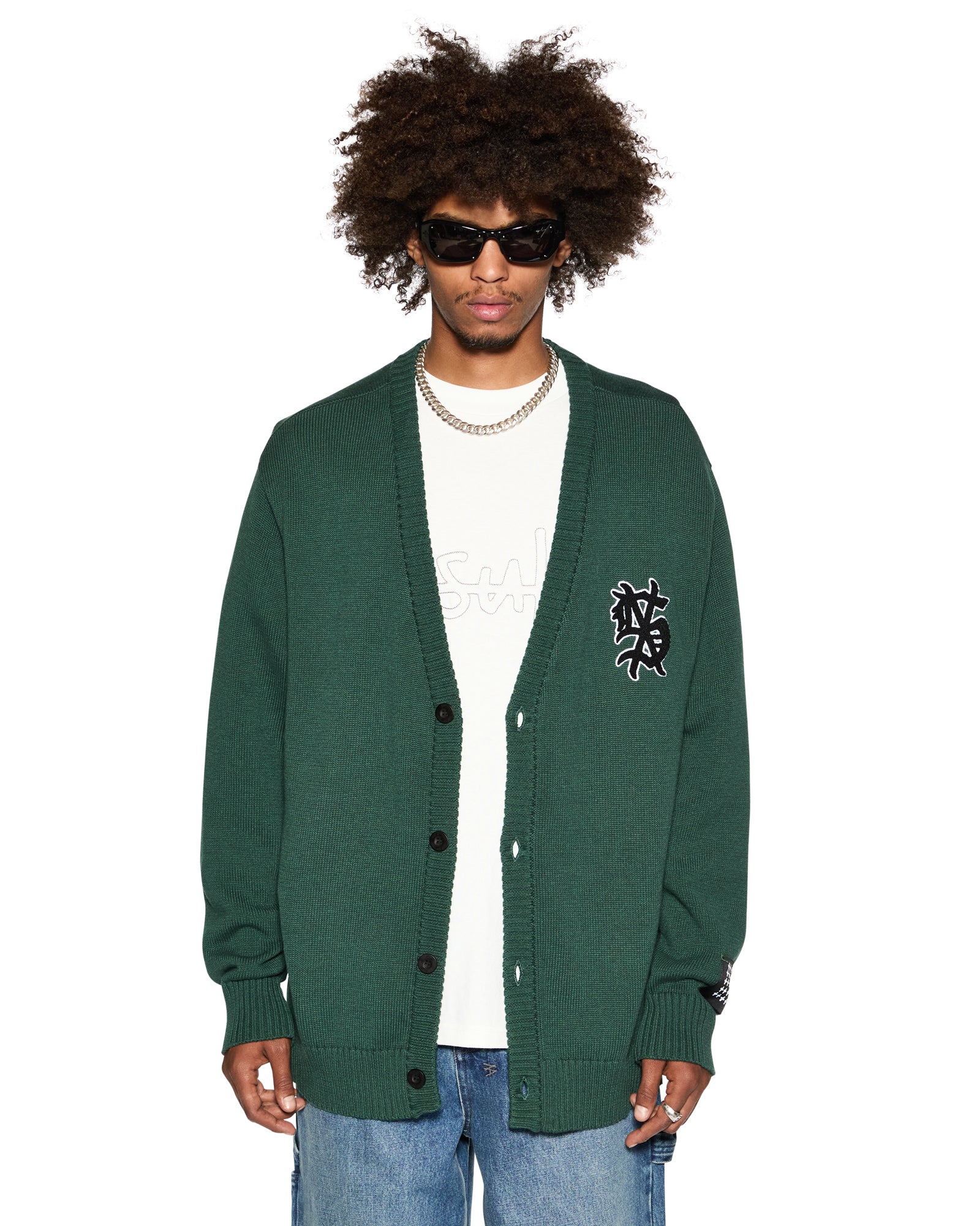 Dug Out Knit Cardigan Military - Green