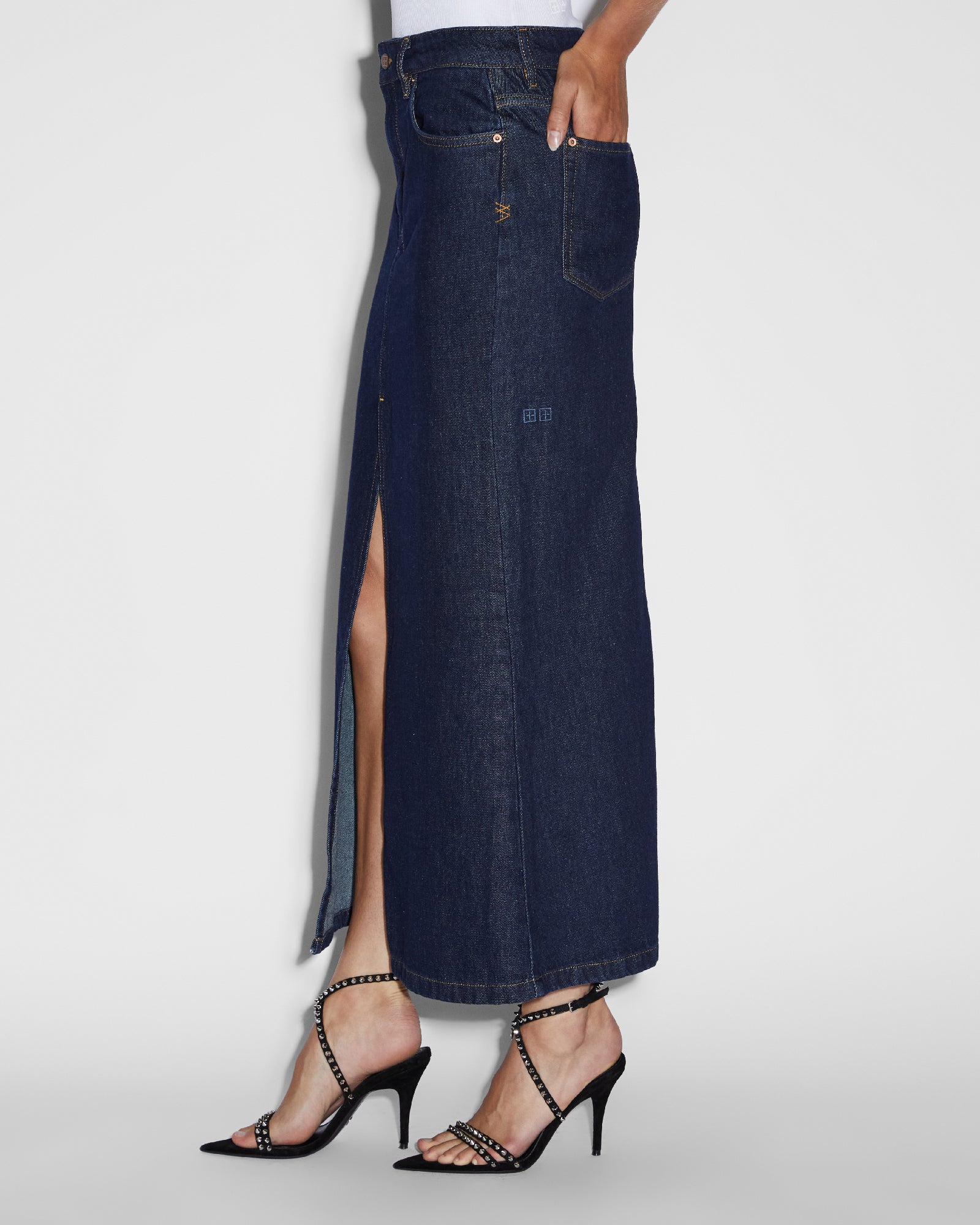 Swerve Midi Skirt Legacy - Dark Blue Denim