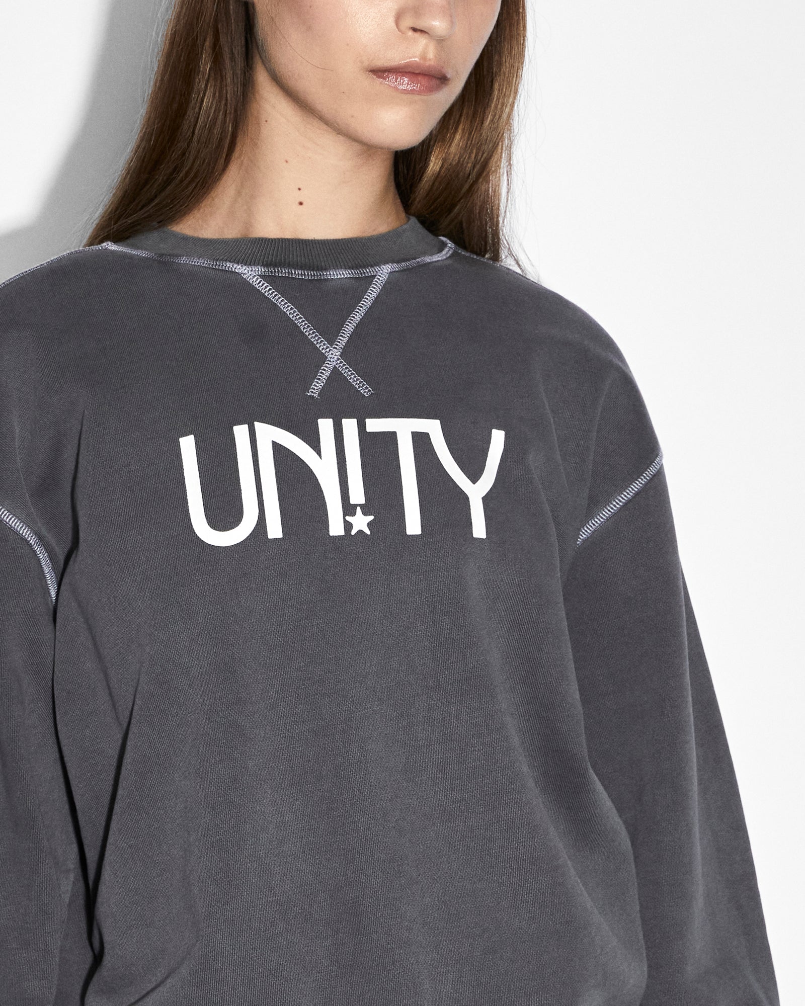 Buy Unity Star Oh G Crew Charcoal Women's Sweater KSUBI