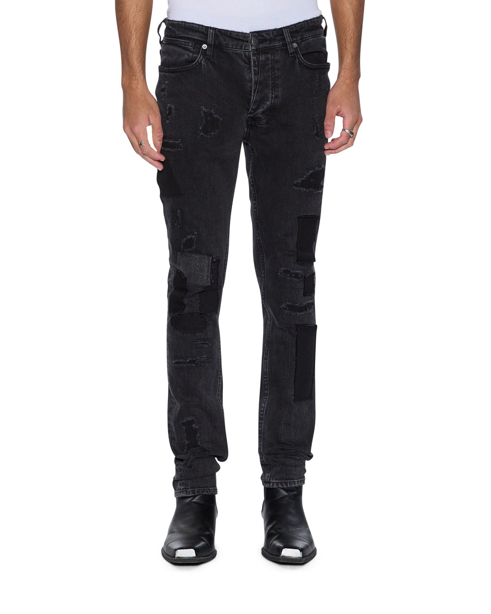 Mens Van Winkle Led Black Rockstar Repair Skinny Denim Jeans