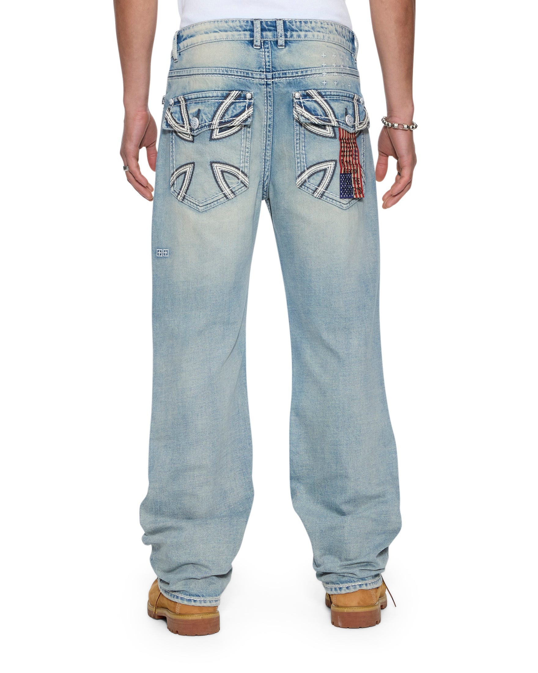 Mens Ksubi X Alice Hollywood Toro Punk Bootcut Denim Jeans