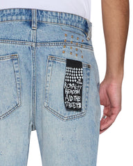 Mens Hazlow Scatter Blue Straight Denim Jeans