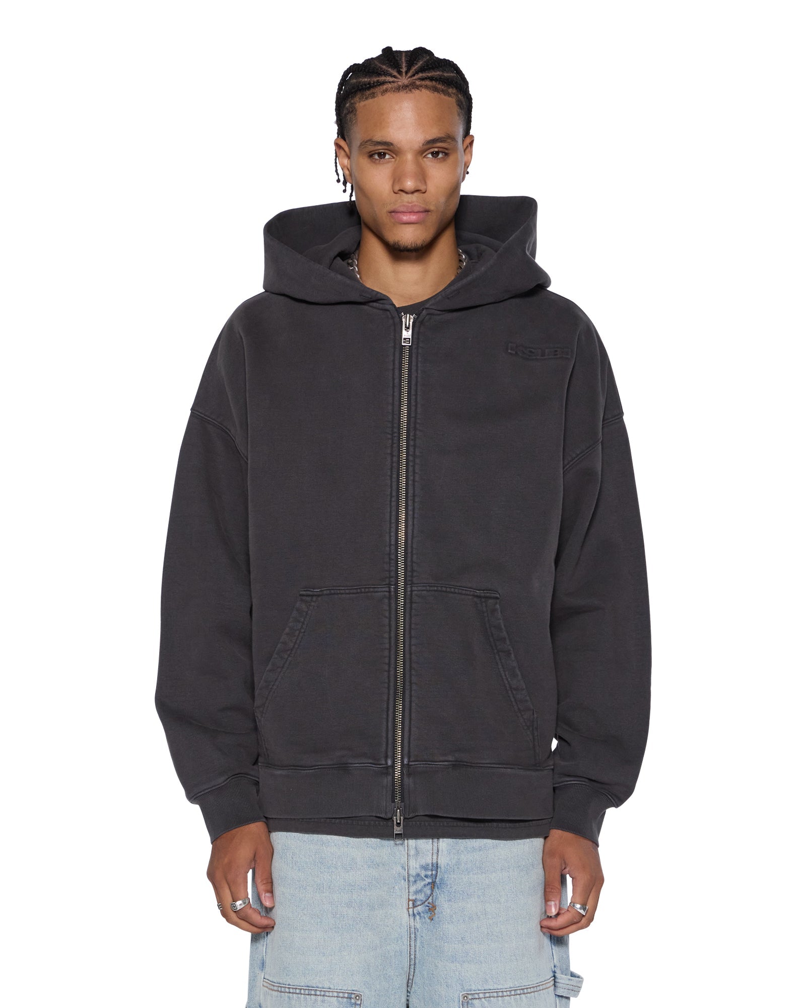 Mens Intruder Ekcess Hoodie Faded Black Fleece