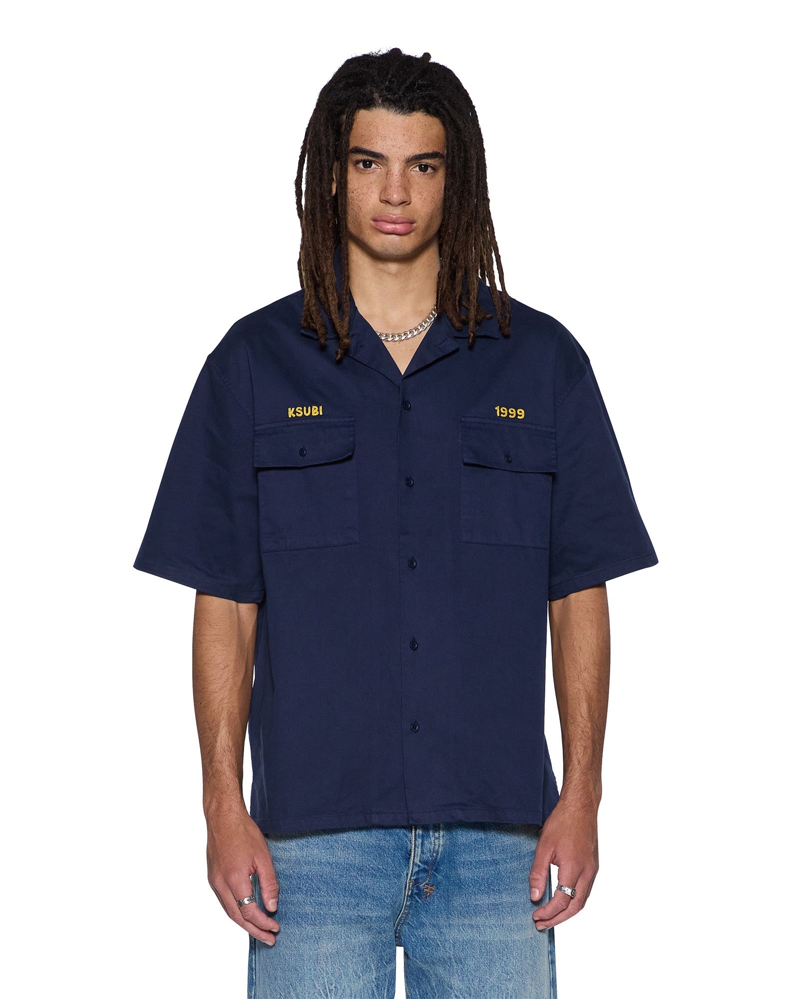 Mens Mekanik Boiler Ss Shirt Ink Blue Shirts