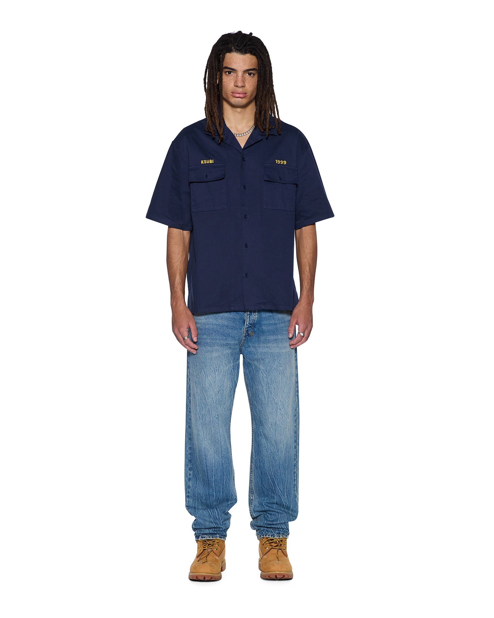 Mens Mekanik Boiler Ss Shirt Ink Blue Shirts