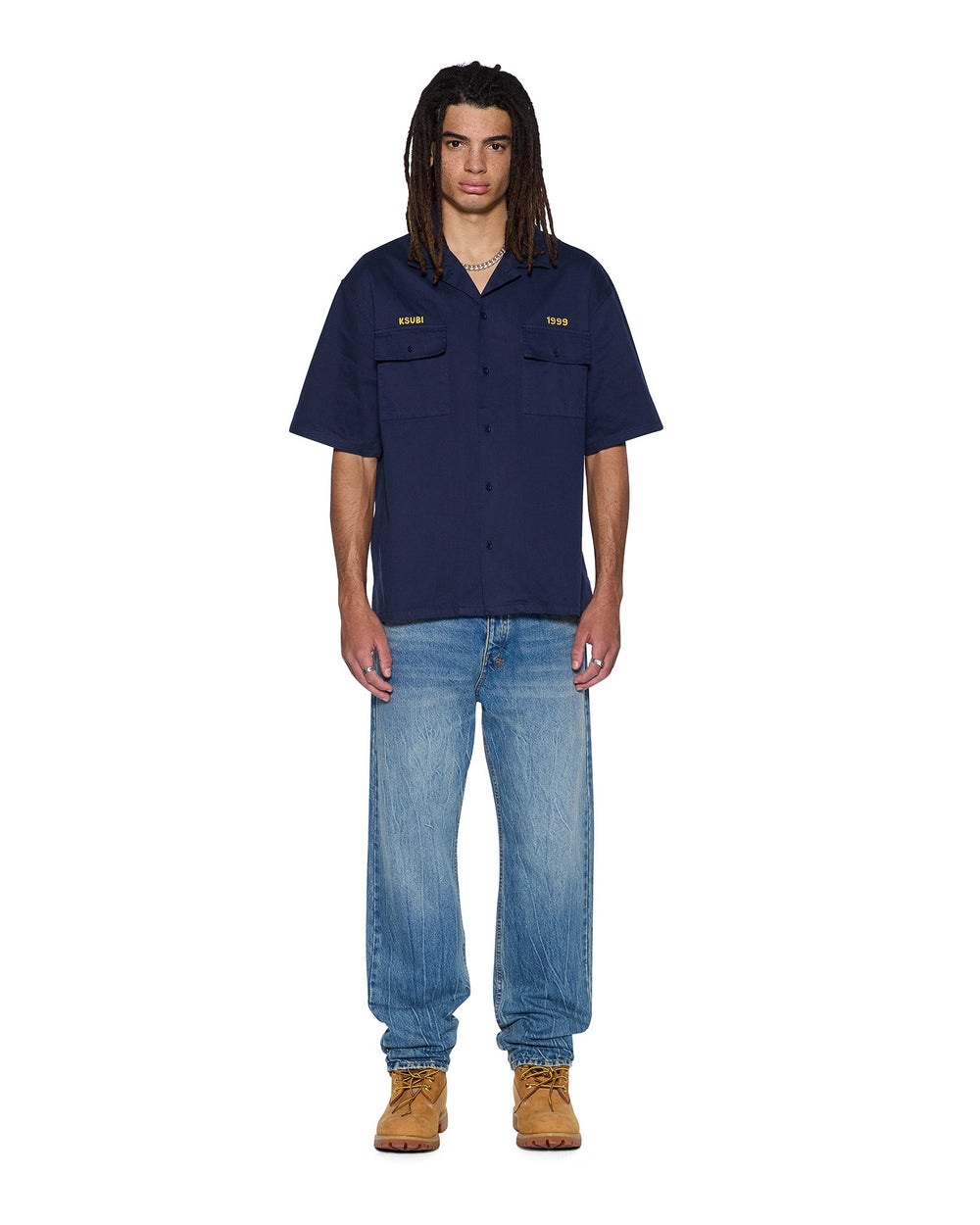 Mens Mekanik Boiler Ss Shirt Ink Blue Shirts