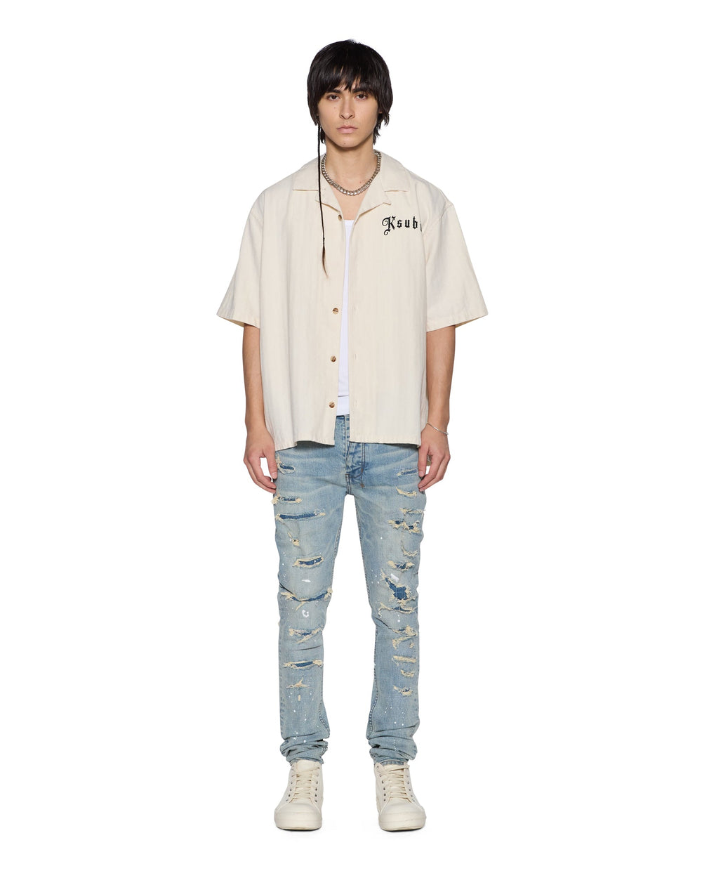 Mens Van Winkle Scatter Blue Skinny Denim Jeans