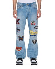 Mens Bronko True Patched Bootcut Denim Jeans