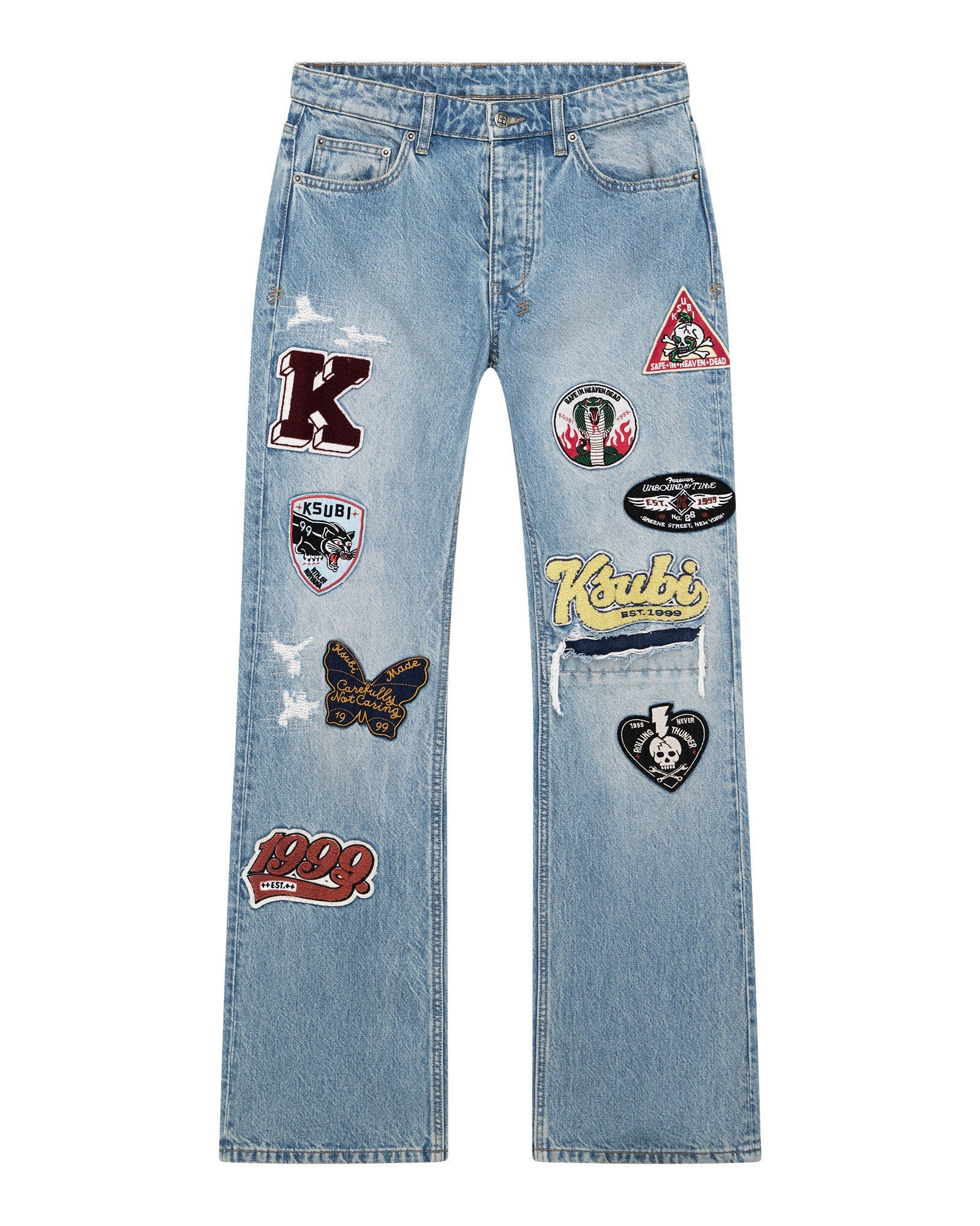 Mens Bronko True Patched Bootcut Denim Jeans